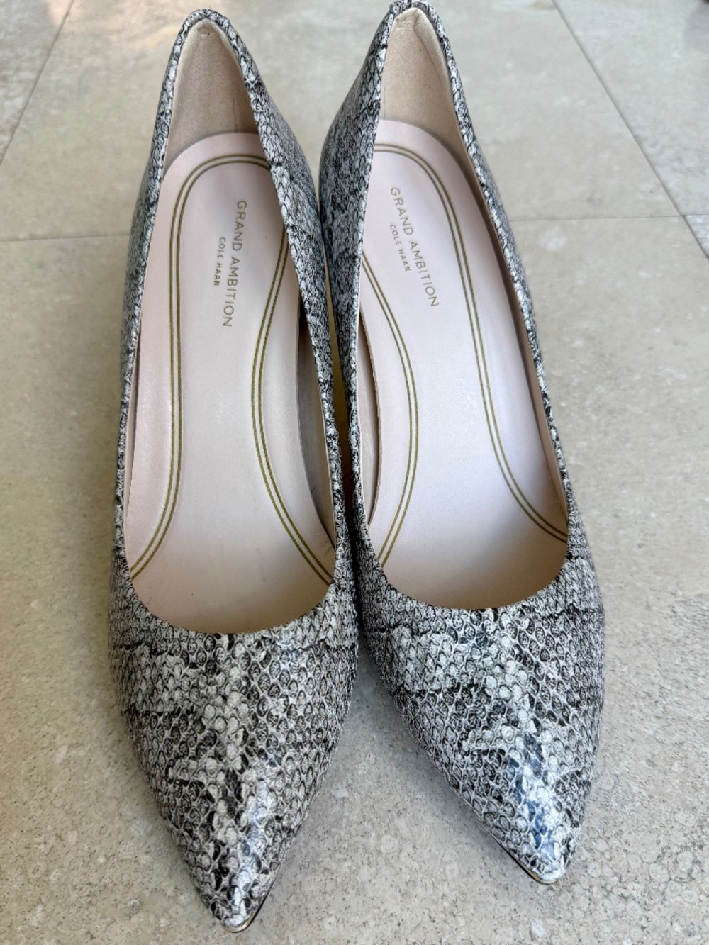 Cole Haan Grand Ambition Snakeskin Print Heels - Size 8B